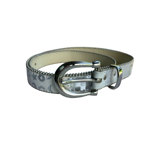 Elite (Fresno, CA) Accessories - Vtg Elite Fresno CA Leather Belt M Western Space Cowgirl Boho Silver Horseshoe
